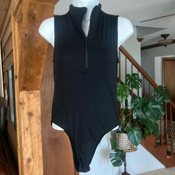 wild fable Tops - Wild Fable Soft Women's Size Small Quarter Zip Bodysuit In Black